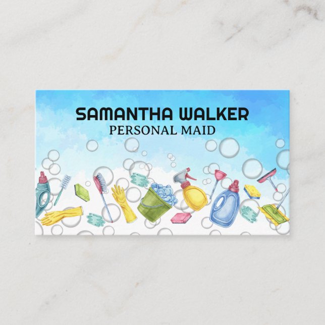 Cleaning Toolkit | Soap Cleaning Bubbles Business Card (Front)