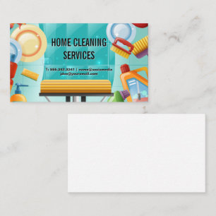 Cleaning Tools Background House Maid Business Card