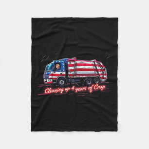 Cleaning Up 4 Year Of Crap Funny Trump Garbage Ame Fleece Blanket