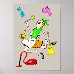 Cleaning up easily while laughing. poster
