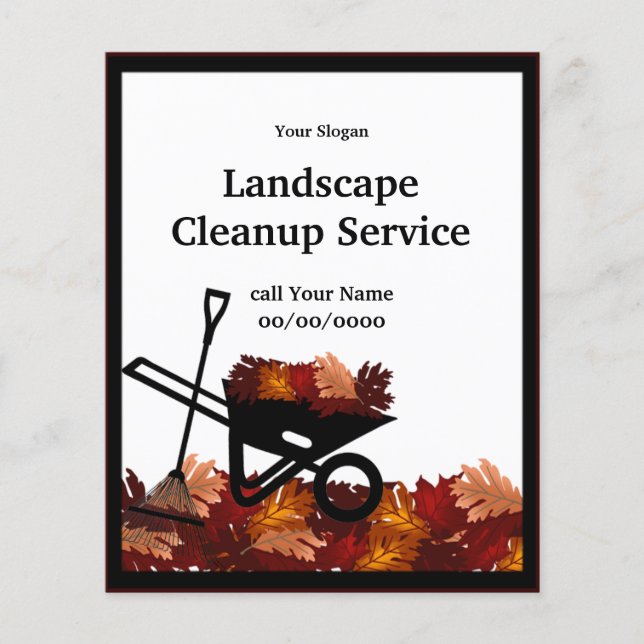 Cleanup Autumn Leave Raking Service Event Flyer (Front)