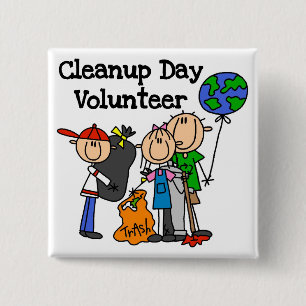 Cleanup Day Volunteer T-shirts and Gifts 15 Cm Square Badge