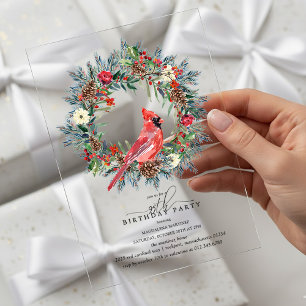 CLEAR ACRYLIC 95th Birthday Party Cardinal Invitations