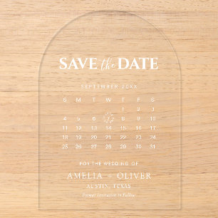 Clear Acrylic Arch Calendar Modern Save The Date Invitations