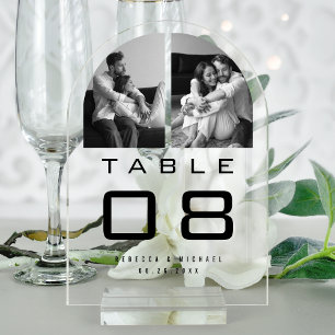 Clear Acrylic Arch Photo Wedding Table Number