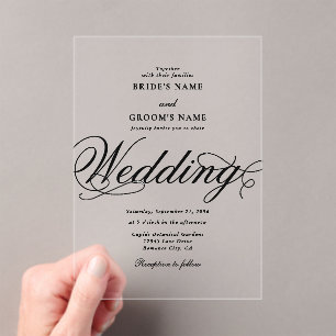 Clear Acrylic Elegant Classy Luxury Wedding Invitations