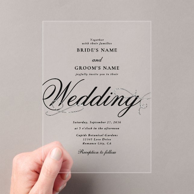 Clear Acrylic Elegant Classy Luxury Wedding Invitations (Insitu (Handheld))
