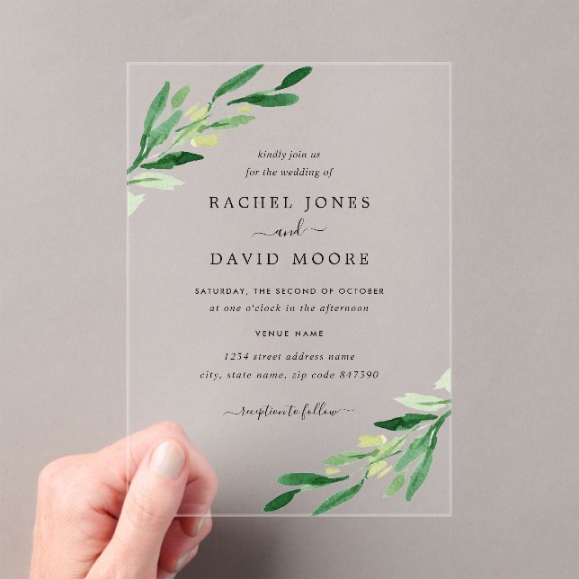 Clear Acrylic Leaf Wedding Invitation (Insitu (Handheld))