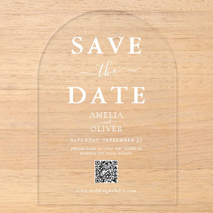 Clear Acrylic QR Code Wedding Save the Date Arch  Invitations