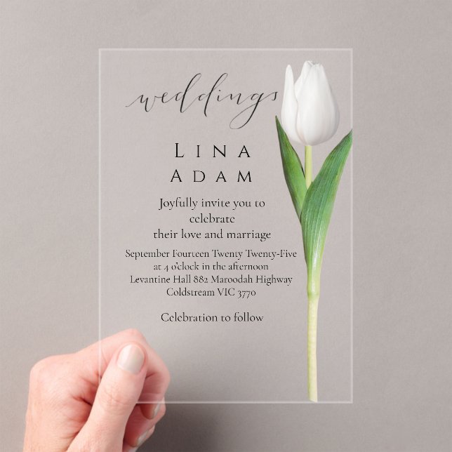 Clear Acrylic Tulip Wedding Invitation (Insitu (Handheld))