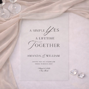 Clear Acrylic Wedding Invitation Minimal Modern