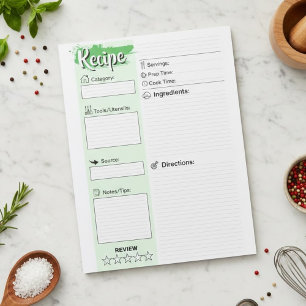 Clear Blank Full Page Recipe Papers Personalised Notepad