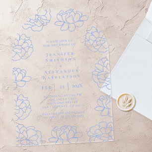 Clear Blue Botanical Wedding Acrylic Invitation