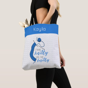Clear Blue I Feel Knitty, Oh So Knitty Tote Bag