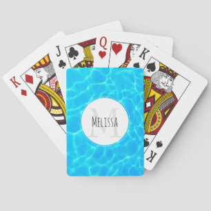Clear Blue Pool Water Photo Monogram Playing Cards