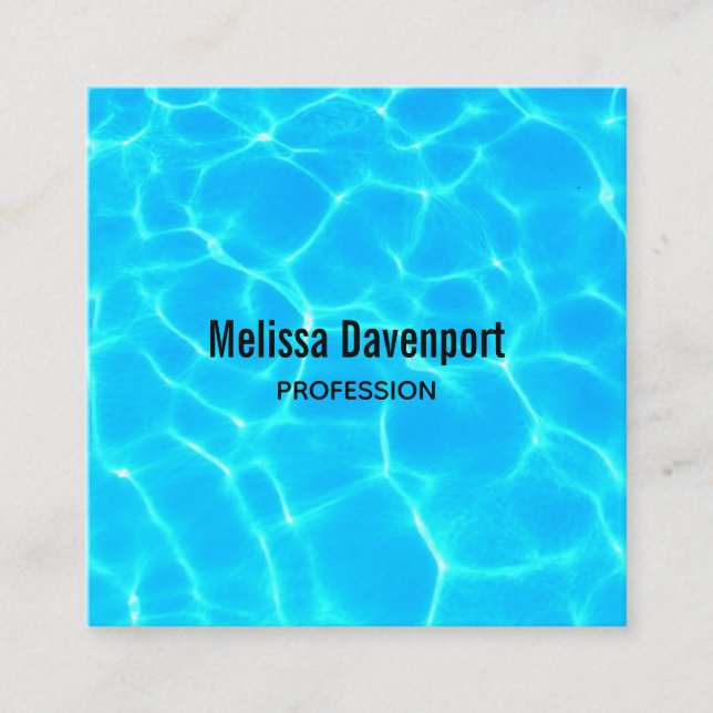 Clear Blue Pool Water Photo Square Square Business Card (Front)