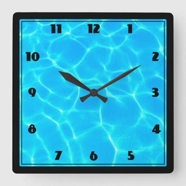 Clear Blue Pool Water Photo Square Wall Clock (Front)