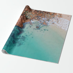 Clear blue sea and rocks wrapping paper