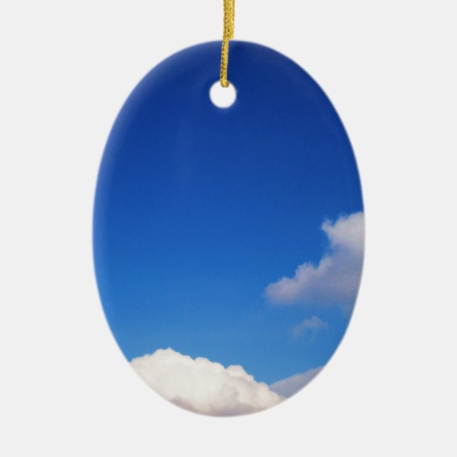 Clear Blue Sky & White Clouds Ceramic Tree Decoration (Front)