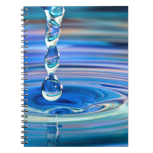 Clear Blue Water Drops Flowing Notebook