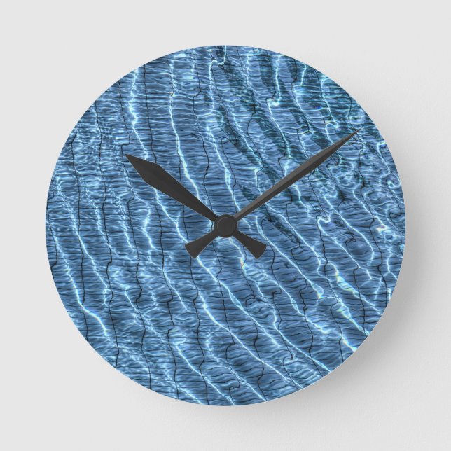 Clear Blue Water Ripples Round Clock (Front)