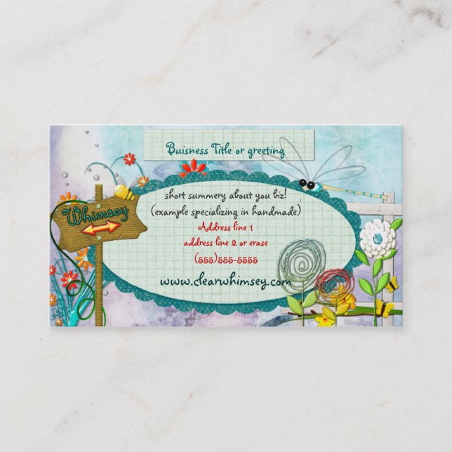 Clear Blue Whimsey CUSTOM Business Card (Front)