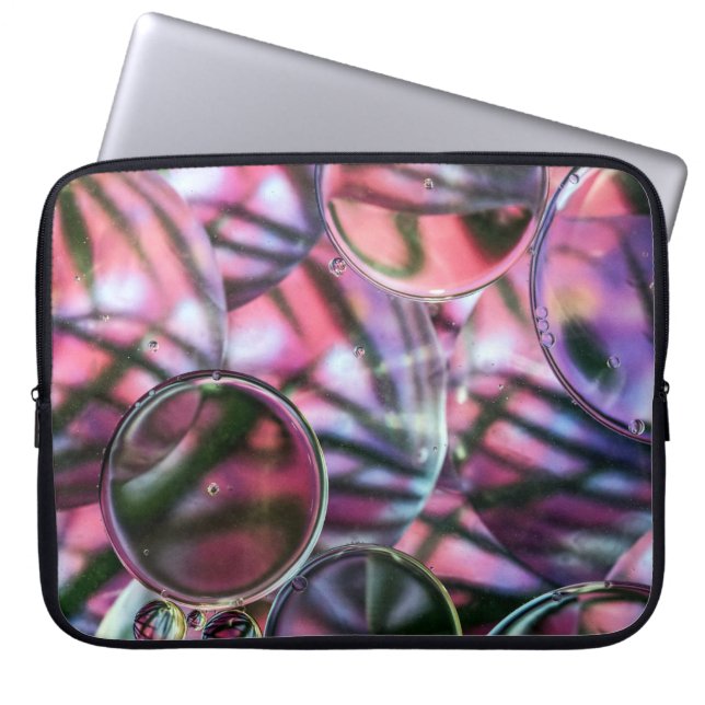 Clear bubble water digital wallpaper laptop sleeve (Front)