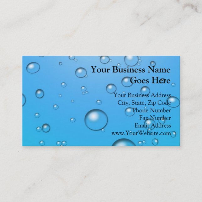 Clear Bubbles, Blue Water Business Card (Front)