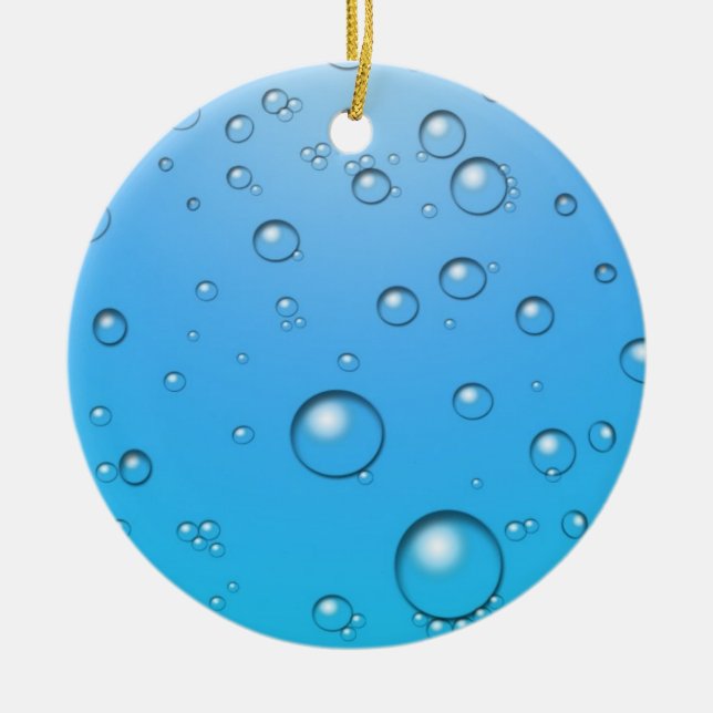 Clear Bubbles, Blue Water Ceramic Tree Decoration (Front)