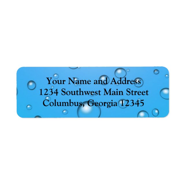 Clear Bubbles, Blue Water Return Address Label (Front)