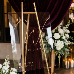 Clear Calligraphic Welcome to Our Wedding Sign
