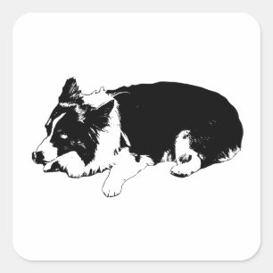 clear corgi joy line square sticker