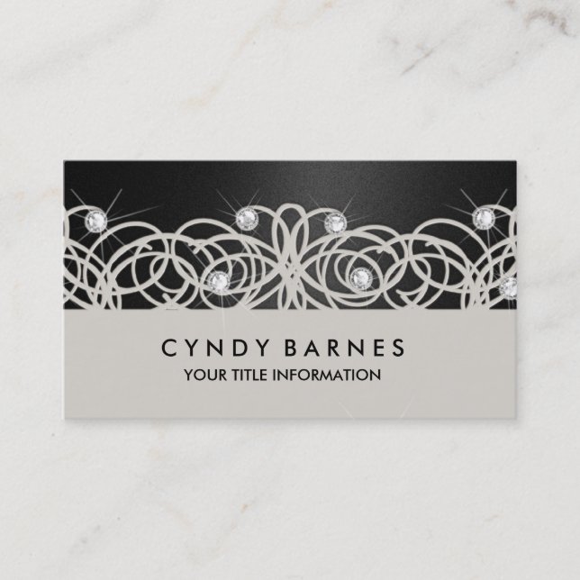 Clear Crystals and Lace Business Card (Front)