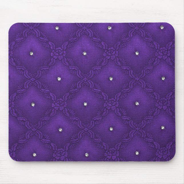 Clear Crystals on Quilted Purple Background Mouse Pad (Front)