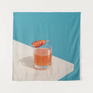 Clear drinking glass with brown liquid tapestry