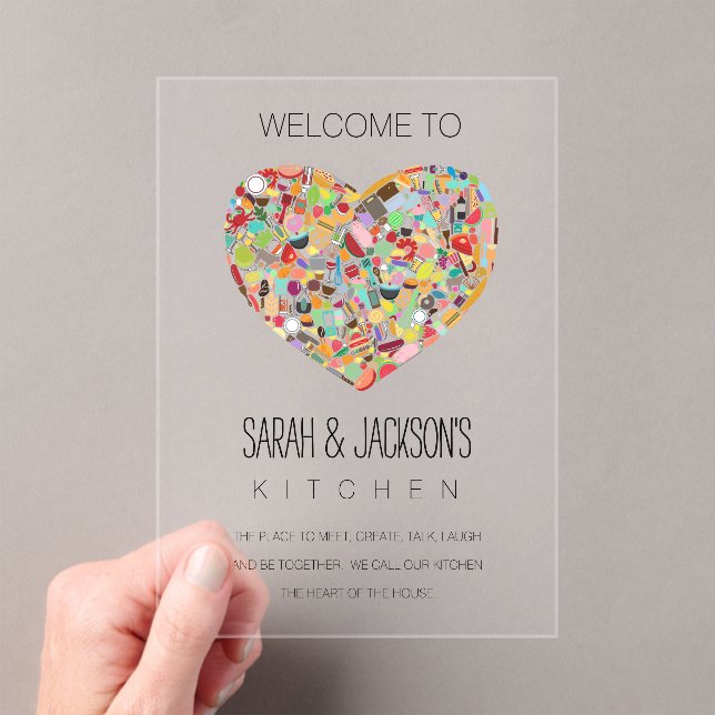 CLEAR Food Love Heart Kitchen Welcome Sign Acrylic Invitations (Insitu (Handheld))