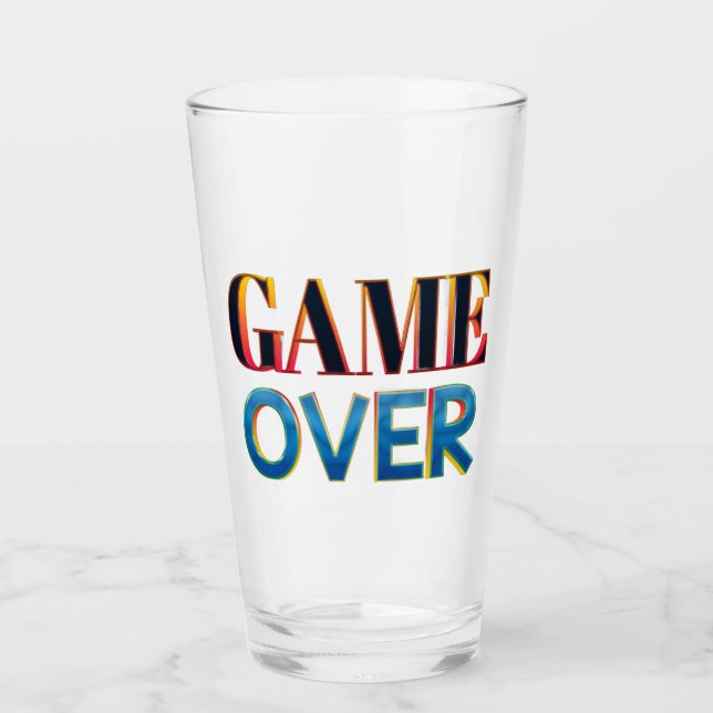 Clear glass with "Game Over" in bold, colourful  (Front)
