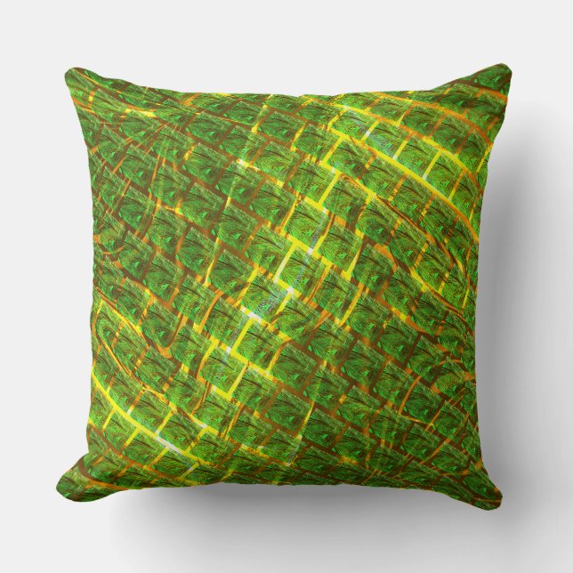 Clear green image under yellowish golden grid cushion (Front)