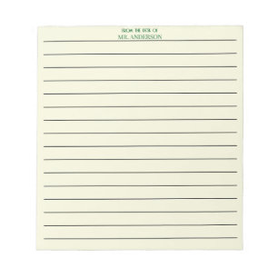 Clear Green Teacher Lined Paper From The Desk Of Notepad