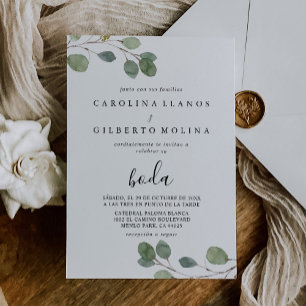Clear Greenery Botanical Eucalyptus Boda Wedding Invitation