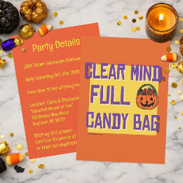 Clear Mind, Full Candy Bag | Halloween Sober Party Invitation