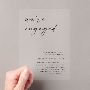Clear Minimalist Engagement Party   Modern Wedding Acrylic Invitations