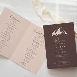 Clear Mountain Country Folded Wedding Program<br><div class="desc">This clear mountain country folded wedding program is perfect for a rustic wedding. The design features an idyllic watercolor beige mountain.

Include a quote or short message,  order of service,  wedding party and thank you message.</div>