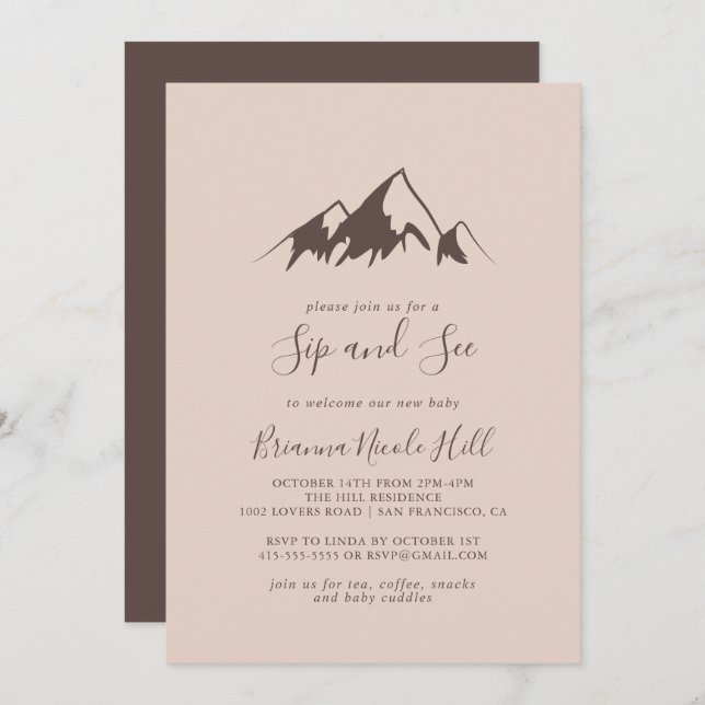 Clear Mountain Country Sip and See Invitation (Front/Back)
