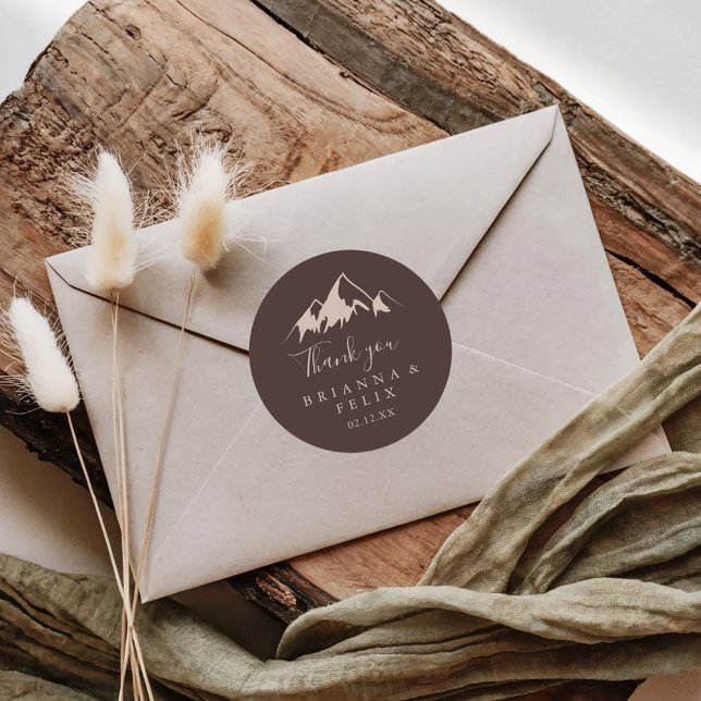 Clear Mountain Country Thank You Wedding Favour Classic Round Sticker (Creator Uploaded)