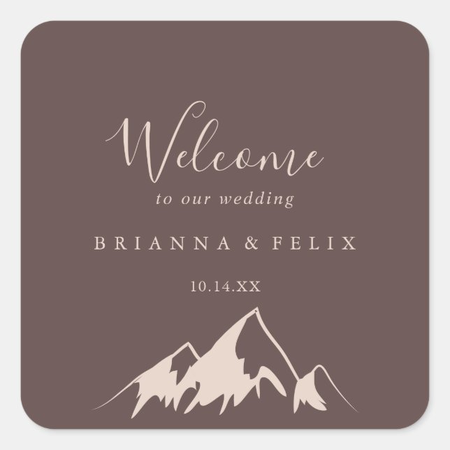 Clear Mountain Country Wedding Welcome Square Sticker (Front)