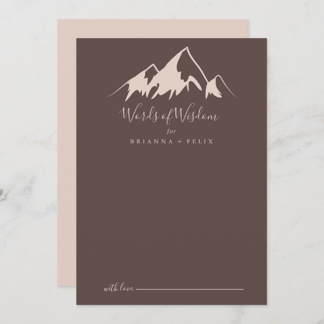 Clear Mountain Country Wedding Words of Wisdom Advice Card (Front/Back)