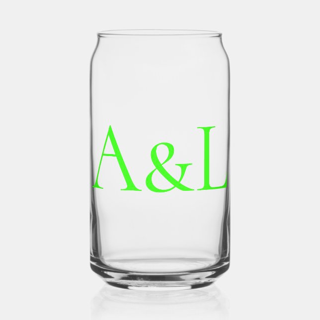 Clear Neon Monogram Glass Can – Customisable (Front)