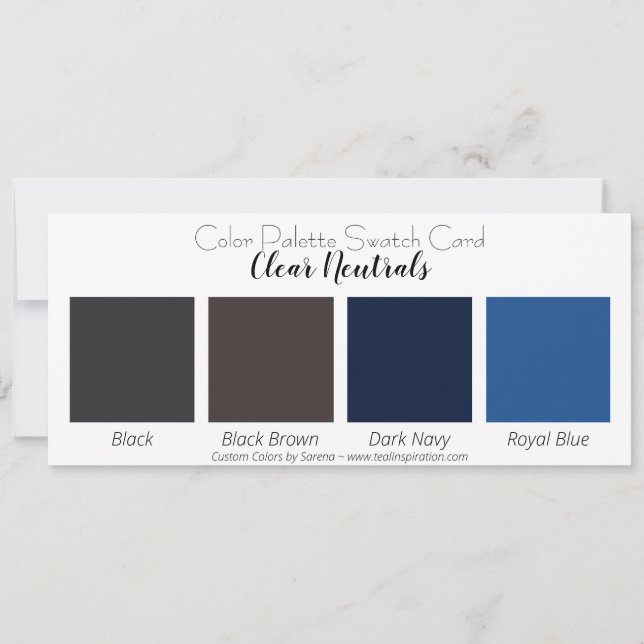 Clear Neutrals Colour Palette Swatch Card (Front)