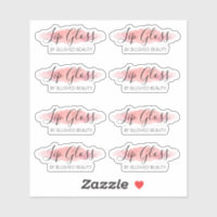 Clear Pink Lip Gloss Labels 1.9 Inches Wide